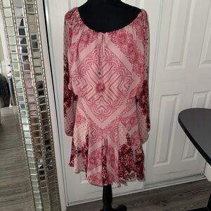 Free People Pink Patterned Dress